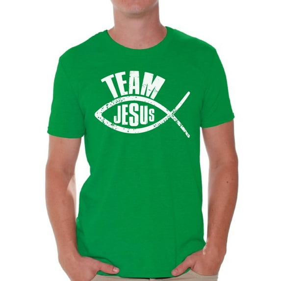 Awkward Styles Team Jesus T-Shirt for Men Christian Mens Shirts Christian Fish Clothes for Men Team Jesus T-Shirt Fish Tshirt for Men Christian Gifts Jesus Shirts Jesus Clothing Collection for Men