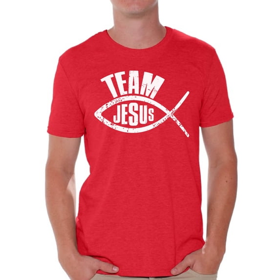 Awkward Styles Team Jesus T-Shirt for Men Christian Mens Shirts Christian Fish Clothes for Men Team Jesus T-Shirt Fish Tshirt for Men Christian Gifts Jesus Shirts Jesus Clothing Collection for Men