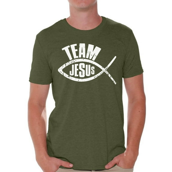 Awkward Styles Team Jesus T-Shirt for Men Christian Mens Shirts Christian Fish Clothes for Men Team Jesus T-Shirt Fish Tshirt for Men Christian Gifts Jesus Shirts Jesus Clothing Collection for Men