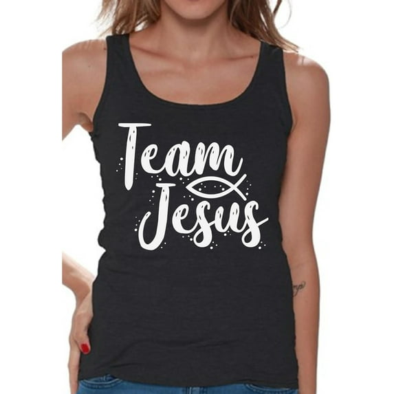 Awkward Styles Team Jesus Tank Top for Her Christian Shirts Christian White Clothes for Women Team Jesus Ladies Tanks Christ Tshirt for Ladies Christian Gifts Jesus Shirts Jesus Clothing Collection