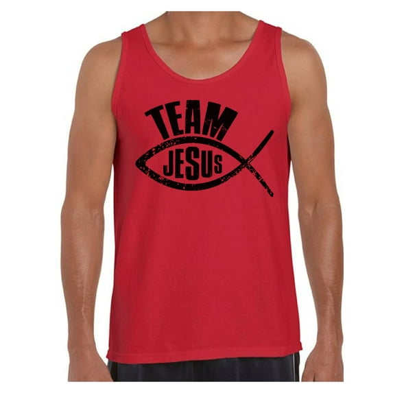 Awkward Styles Team Jesus Tank Top for Men Christian T Shirts Christian Black Clothes for Men Team Jesus Tank Top Fish Tshirt for Men Christian Gifts Jesus Shirts Jesus Clothing Collection for Men