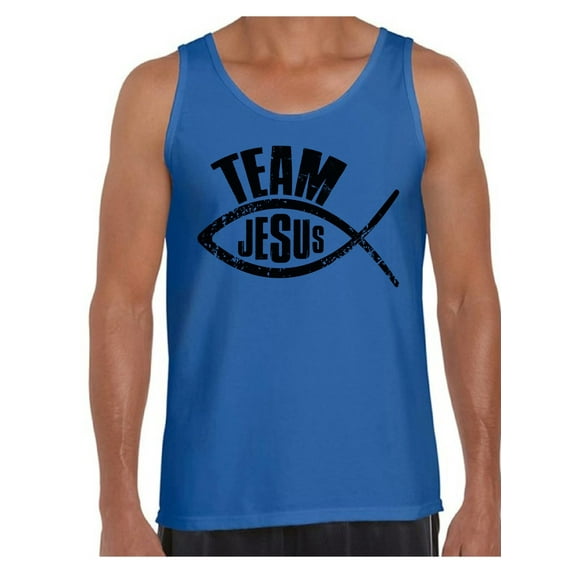 Awkward Styles Team Jesus Tank Top for Men Christian T Shirts Christian Black Clothes for Men Team Jesus Tank Top Fish Tshirt for Men Christian Gifts Jesus Shirts Jesus Clothing Collection for Men