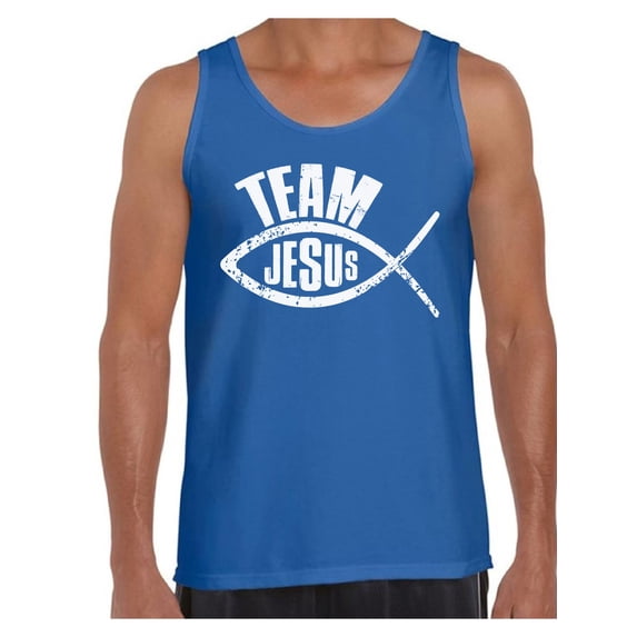 Awkward Styles Team Jesus Tank Top for Men Christian T Shirts Christian Fish Clothes for Men Team Jesus Tank Top Fish Tshirt for Men Christian Gifts Jesus Shirts Jesus Clothing Collection for Men