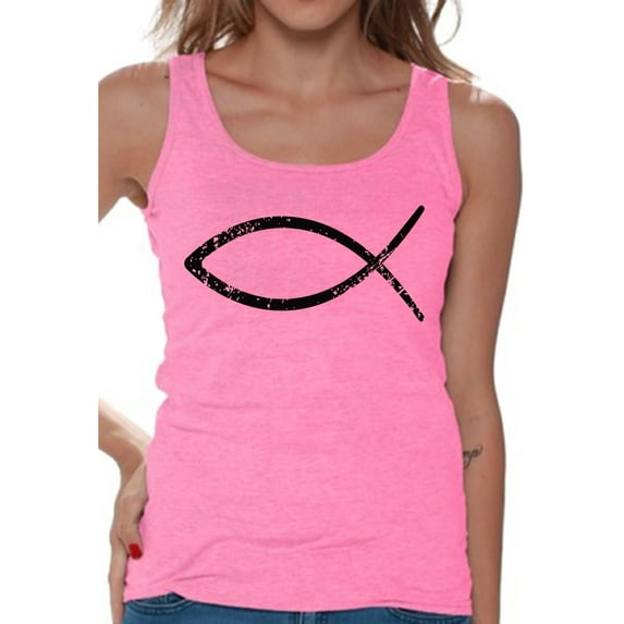 Awkward Styles Team Jesus Tank Top T-Shirt for Her Christian Shirts Christian Fish Clothes for Women Team Jesus Tanks Fish Tshirt for Ladies Christian Gifts Jesus Shirts Jesus Clothing Collection
