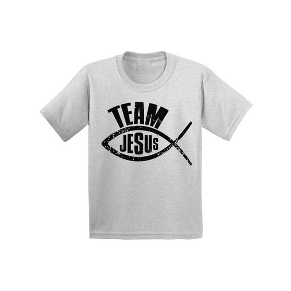 Awkward Styles Team Jesus Toddler T-Shirt for Kids Fish T-Shirt for Boys Christian Shirts for Girls Black Jesus T-Shirt for Children Christian Gifts for Little One Jesus Clothing for Children