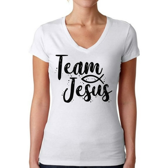 Awkward Styles Team Jesus V Neck Shirt for Her Christian Shirts Christian Black Clothes for Women Team Jesus T-Shirt Christ Tshirt for Ladies Christian Gifts Jesus Shirts Jesus Clothing Collection