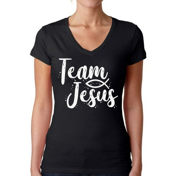 Awkward Styles Team Jesus V Neck Shirt for Her Christian Shirts Christian White Clothes for Women Team Jesus T-Shirt Christ Tshirt for Ladies Christian Gifts Jesus Shirts Jesus Clothing Collection