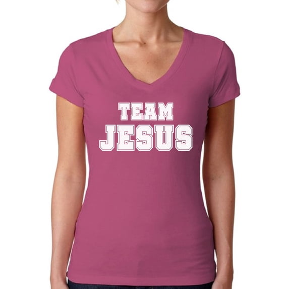 Awkward Styles Team Jesus V Neck T-Shirt for Her Christian Shirts Christian White Clothes for Women Team Jesus T-Shirt Christ Tshirt for Ladies Christian Gifts Jesus Shirts Jesus Clothing Collection