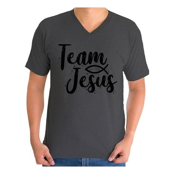 Awkward Styles Team Jesus Vneck Shirt for Men Christian Shirts Christian Black Clothes for Men Team Jesus T-Shirt Christ Tshirt for Men Christian Gifts Jesus Shirts Jesus Clothing Collection for Men