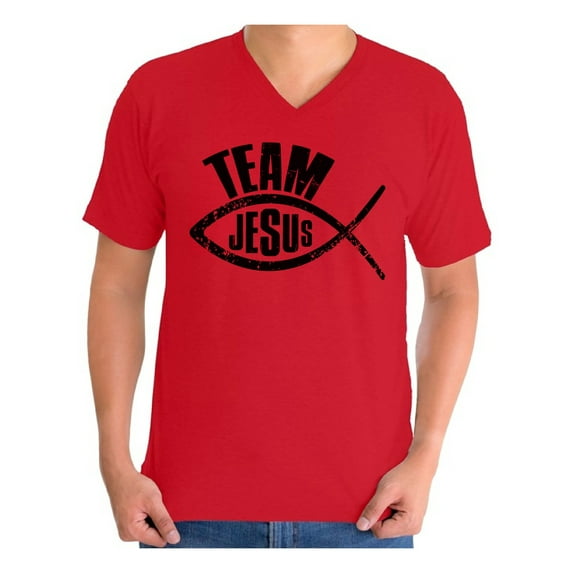 Awkward Styles Team Jesus Vneck Shirt for Men Christian Shirts Christian Black Clothes for Men Team Jesus T-Shirt Fish Tshirt for Men Christian Gifts Jesus Shirts Jesus Clothing Collection for Men