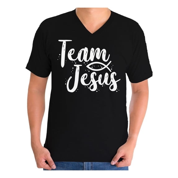 Awkward Styles Team Jesus Vneck Shirt for Men Christian Shirts Christian White Clothes for Men Team Jesus T-Shirt Christ Tshirt for Men Christian Gifts Jesus Shirts Jesus Clothing Collection for Men