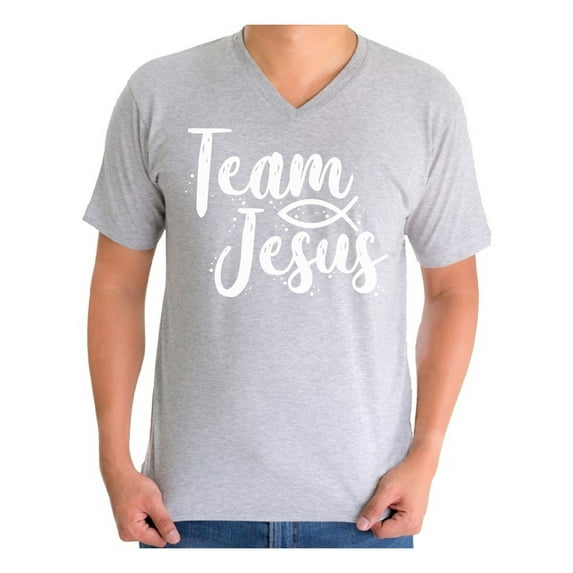 Awkward Styles Team Jesus Vneck Shirt for Men Christian Shirts Christian White Clothes for Men Team Jesus T-Shirt Christ Tshirt for Men Christian Gifts Jesus Shirts Jesus Clothing Collection for Men