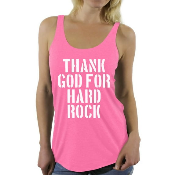 Awkward Styles Thank God for Hard Rock Racerback Tank Top for Women Christian Clothes for Ladies Religious Womens Racerback Tank Top Hard Rock Clothing God Tanks T Shirt for Her Thank God Ladies Shirt