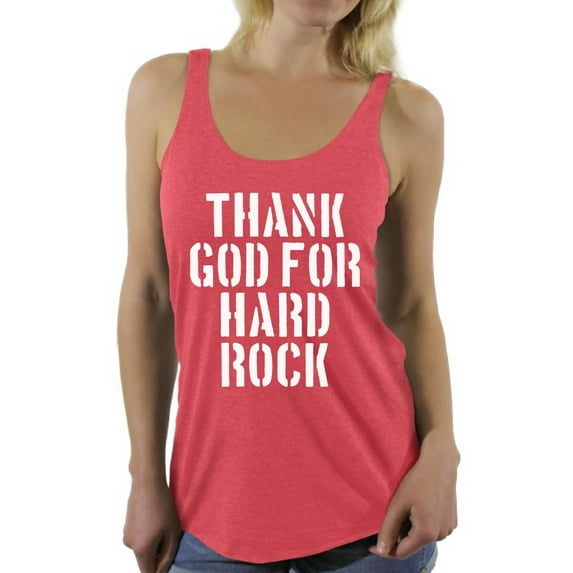 Awkward Styles Thank God for Hard Rock Racerback Tank Top for Women Christian Clothes for Ladies Religious Womens Racerback Tank Top Hard Rock Clothing God Tanks T Shirt for Her Thank God Ladies Shirt