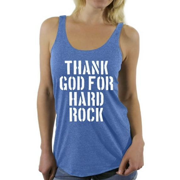 Awkward Styles Thank God for Hard Rock Racerback Tank Top for Women Christian Clothes for Ladies Religious Womens Racerback Tank Top Hard Rock Clothing God Tanks T Shirt for Her Thank God Ladies Shirt