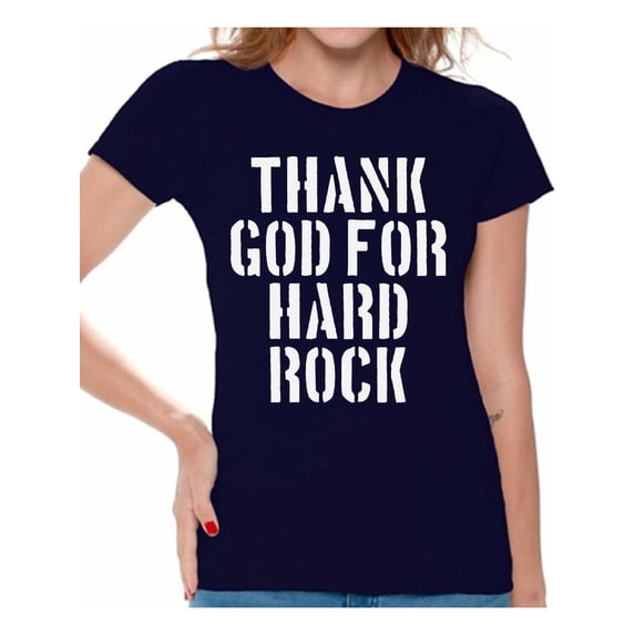 Awkward Styles Thank God for Hard Rock T Shirt for Women Christian Clothes for Ladies Religious Womens T-Shirt Christian Gifts Jesus Clothing Hard Rock T Shirt for Her Hard Rock Ladies Shirt