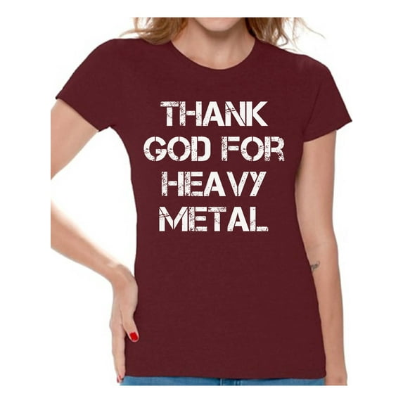 Awkward Styles Thank God for Heavy Metal T Shirt for Women Christian Clothes for Ladies Religious Womens T-Shirt Christian Gifts Jesus Shirts Jesus Clothing T Shirt for Her Heavy Metal Ladies Shirt