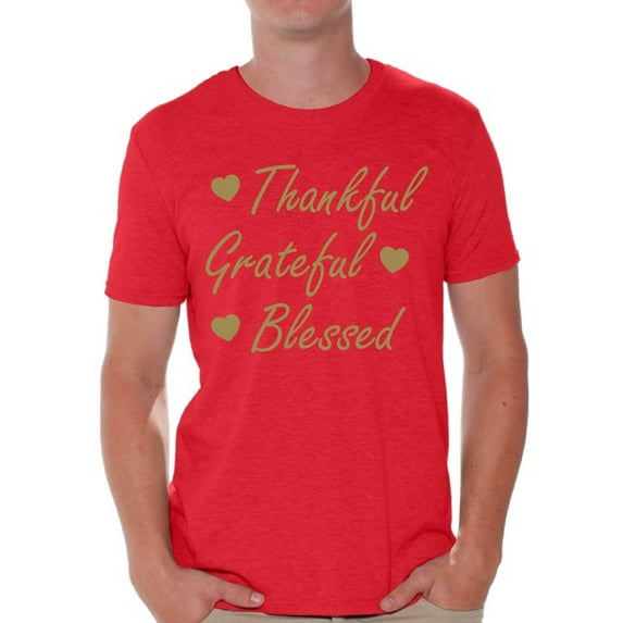 Awkward Styles Thankful Grateful Blessed Christmas Shirt Holiday Top Christmas Tshirts for Men Thanksgiving Holiday Shirt Thankful Grateful Blessed Men's Holiday Tee Xmas Gifts Mens Thanksgiving Shirt