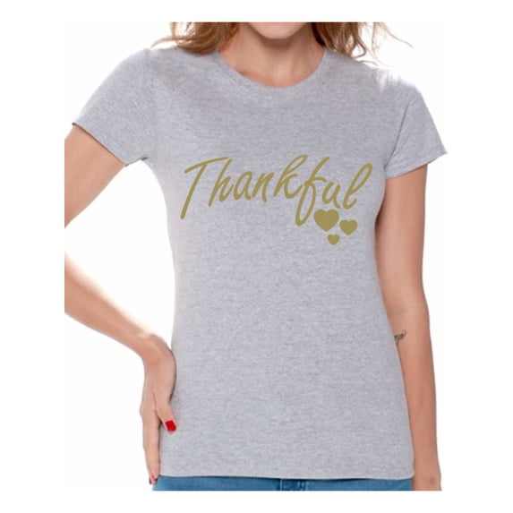 Awkward Styles Thankful Shirt Christmas T Shirt Women's Holiday Top Thanksgiving Shirt Christmas Shirts for Women Thankful Grateful Blessed Women's Shirt Religious Christian Gift Thanksgiving Holiday
