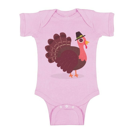 Awkward Styles Thanksgiving Baby Bodysuit Pink Turkey Romper