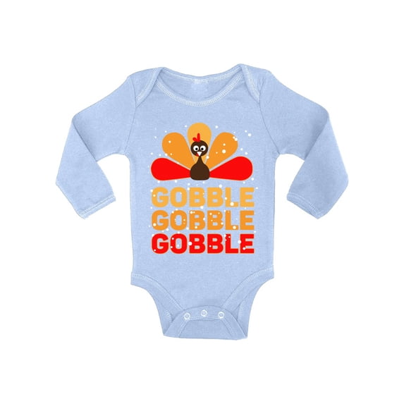 Awkward Styles Thanksgiving Shirt for Baby Bodysuit Long Sleeve Gobble Gobble Romper