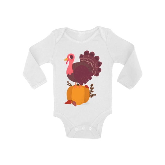 Awkward Styles Thanksgiving Bodysuit Happy Turkey Baby Romper