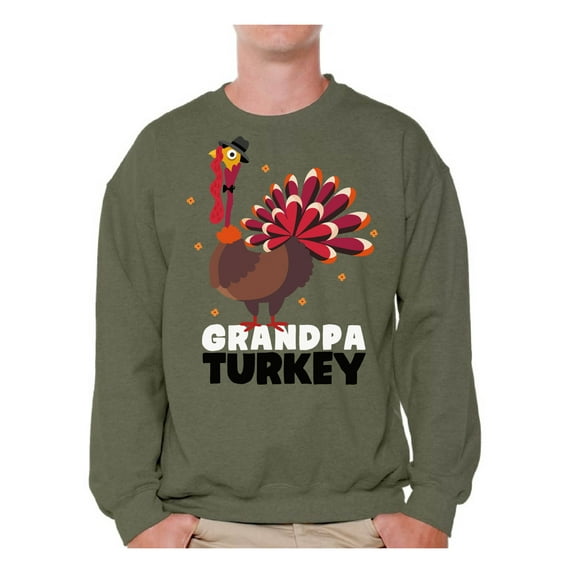 Awkward Styles Thanksgiving Crewneck Top Grandpa Turkey Sweatshirts for Men