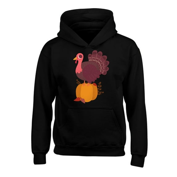 Awkward Styles Thanksgiving Hoodies for Kids Happy Turkey Hooded Youth Sweatshirt