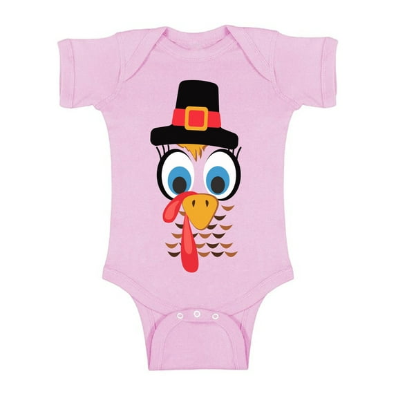 Awkward Styles Thanksgiving Shirt for Baby Bodysuit Short Sleeve Turkey Face Romper