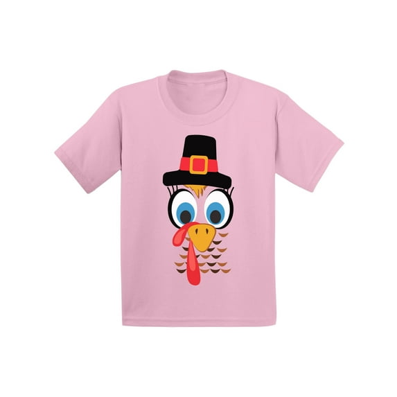 Awkward Styles Girls Thanksgiving Shirts Toddler Turkey Face T-shirt