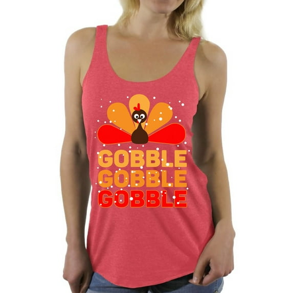 Awkward Styles Thanksgiving Sleeveless Shirt Gobble Turkey Racerback Tank Tops