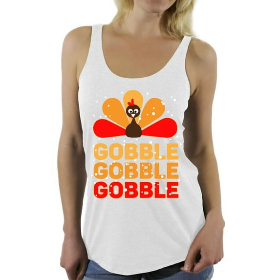 Awkward Styles Thanksgiving Sleeveless Shirt Gobble Turkey Racerback Tank Tops