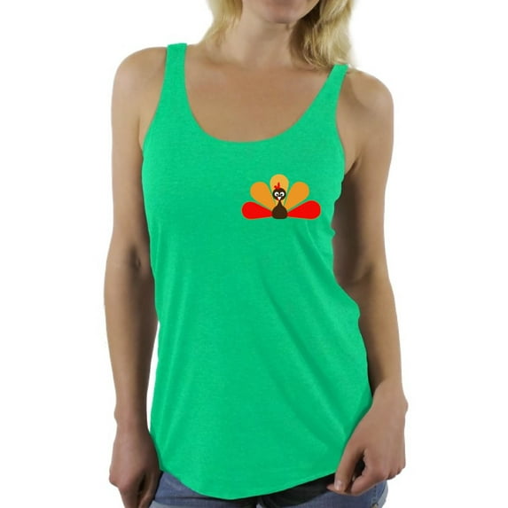Awkward Styles Thanksgiving Sleeveless Shirt Turkey Racerback Tank Tops Pocket Print