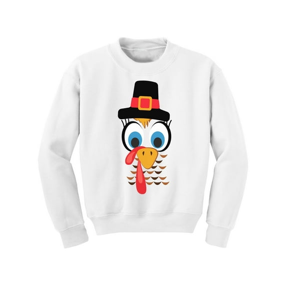 Awkward Styles Thanksgiving Youth Sweatshirt Turkey Face Crewneck Tops for Kids