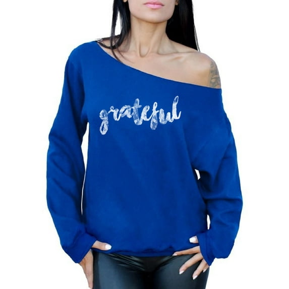 Awkward Styles Thanksgiving Sweatshirt Grateful Off Shoulder Tops For Women