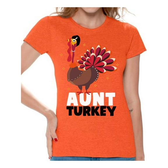 Awkward Styles Thanksgiving T-Shirt Aunt Turkey Shirts for Women
