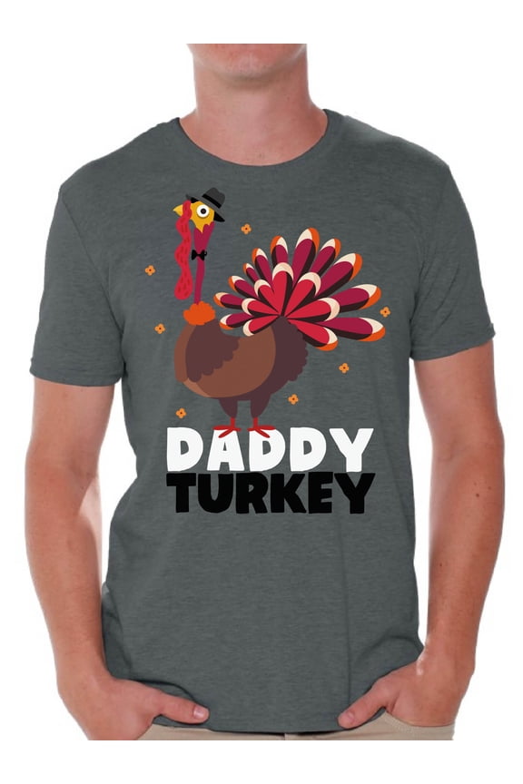Thanksgiving T-Shirt Daddy Turkey Shirts for Men