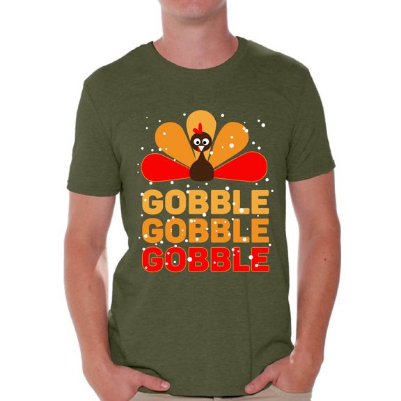 Awkward Styles Thanksgiving T-Shirt Gobble Turkey T Shirts for Men