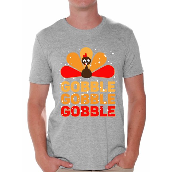 Awkward Styles Thanksgiving T-Shirt Gobble Turkey T Shirts for Men