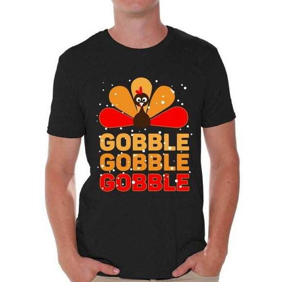 Awkward Styles Thanksgiving T-Shirt Gobble Turkey T Shirts for Men
