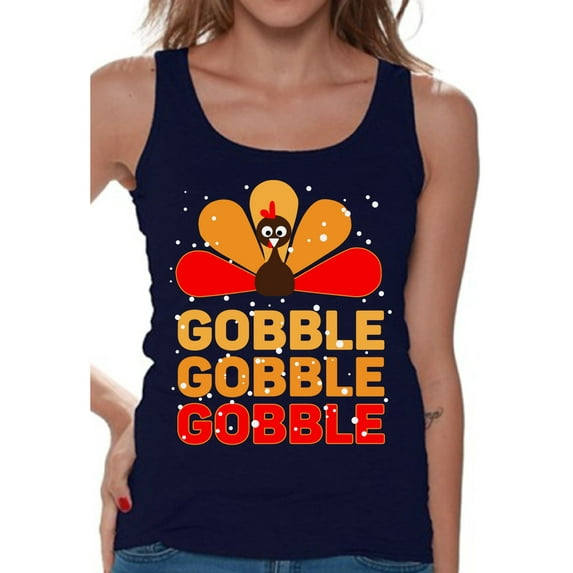 Awkward Styles Thanksgiving T-Shirt Gobble Turkey Tank Tops for Women