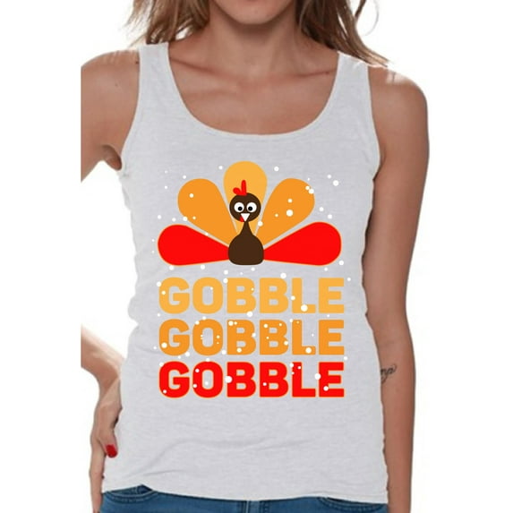 Awkward Styles Thanksgiving T-Shirt Gobble Turkey Tank Tops for Women