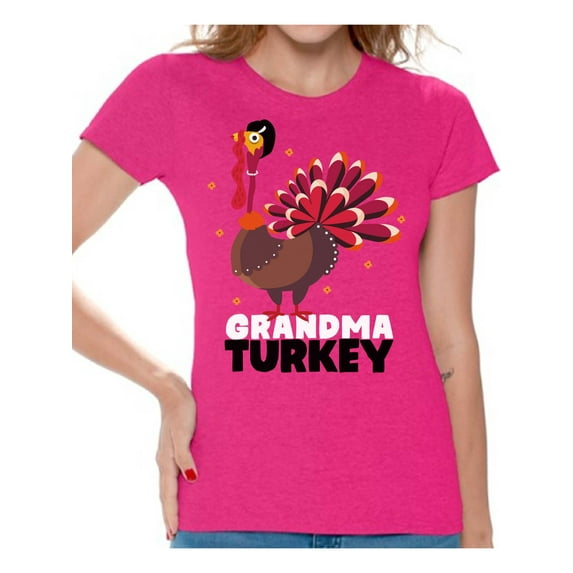 Awkward Styles Thanksgiving T-Shirt Grandma Turkey Shirts for Women