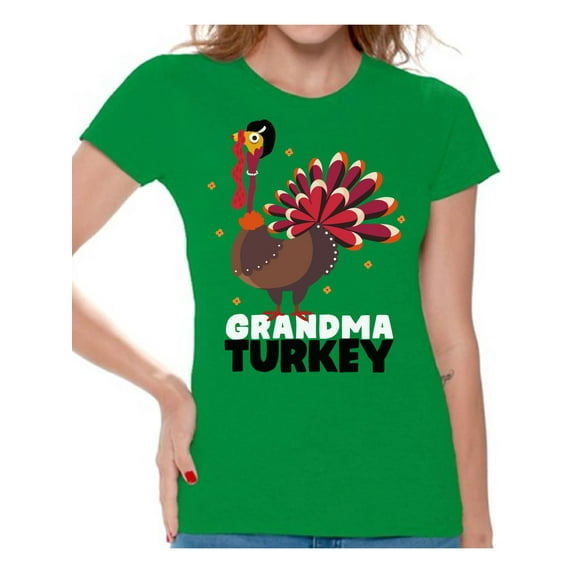 Awkward Styles Thanksgiving T-Shirt Grandma Turkey Shirts for Women