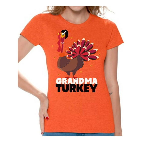 Awkward Styles Thanksgiving T-Shirt Grandma Turkey Shirts for Women