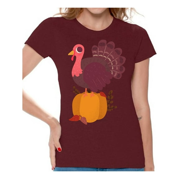 Awkward Styles Thanksgiving T-Shirt Happy Turkey Shirts for Women