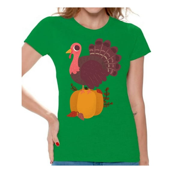Awkward Styles Thanksgiving T-Shirt Happy Turkey Shirts for Women