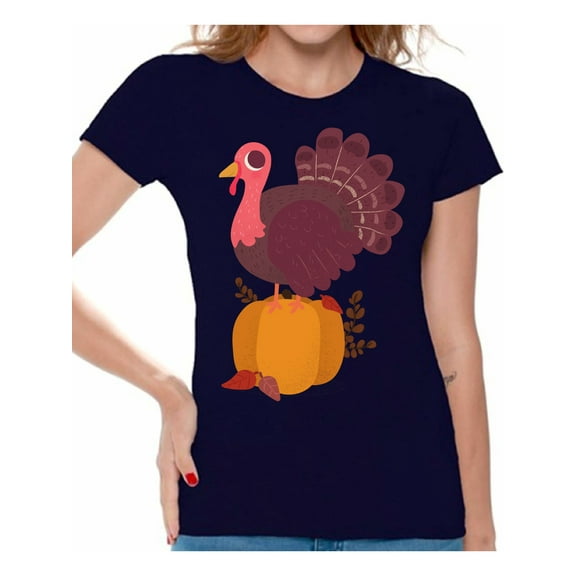 Awkward Styles Thanksgiving T-Shirt Happy Turkey Shirts for Women