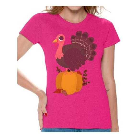 Awkward Styles Thanksgiving T-Shirt Happy Turkey Shirts for Women