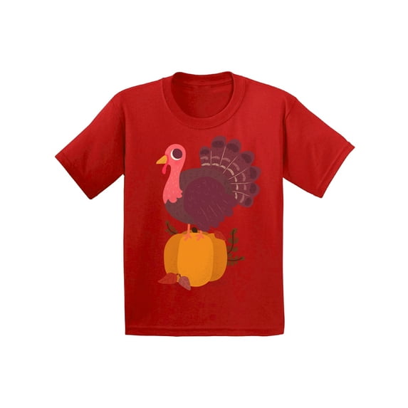 Awkward Styles Thanksgiving T-Shirt Happy Turkey Toddler Shirt